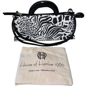 House of Harlow 1960 Black & White Jungle Bag w/ Drawstring Dust Bag